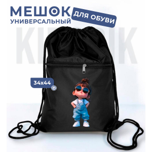 267781922 Мешок для обуви универсальный девочка в синем комбинизоне