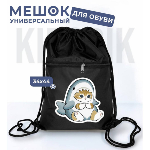267781912 Мешок для обуви универсальный кот в костюме акулы