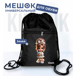 267781909 Мешок для обуви универсальный девочка с белым бантом