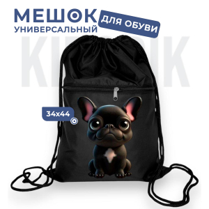 276204824 Мешок для обуви универсальный мопс черный