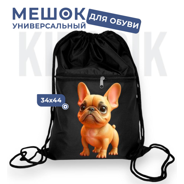 276204825 Мешок для обуви универсальный мопс рыжий
